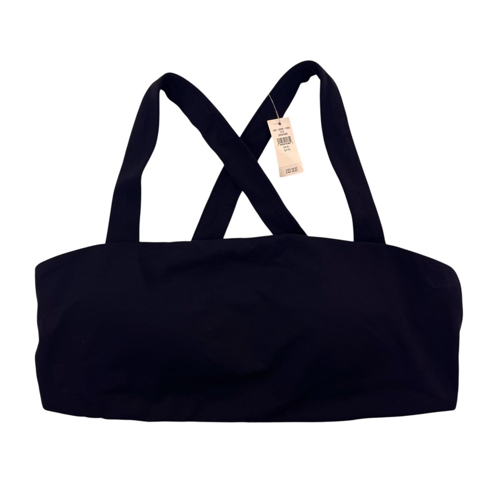 Aerie Criss Cross Back Sports Bra Black Bandeau Style XL NWT 2698-1092